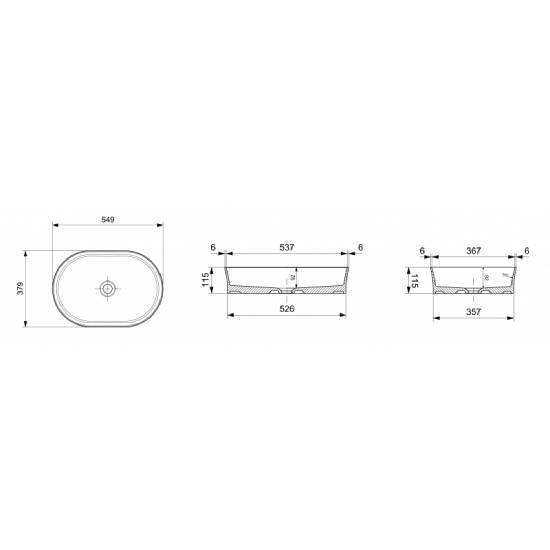 Bocchi Slim Line Çanak Lavabo 55 cm Parlak Beyaz - 3