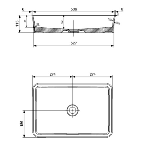 Bocchi Sottile Slim Line Tezgah Üstü Lavabo Parlak Siyah - 2