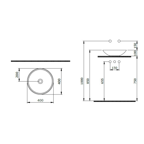 Bocchi Venezia Çanak Lavabo 40 cm Parlak Beyaz - 2