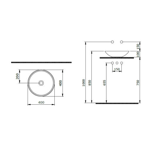 Bocchi Venezia Çanak Lavabo 40 cm Parlak Beyaz - 2