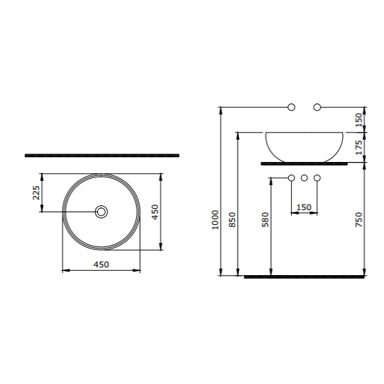 Bocchi Venezia Çanak Lavabo 45 cm Mat Antrasit - 2