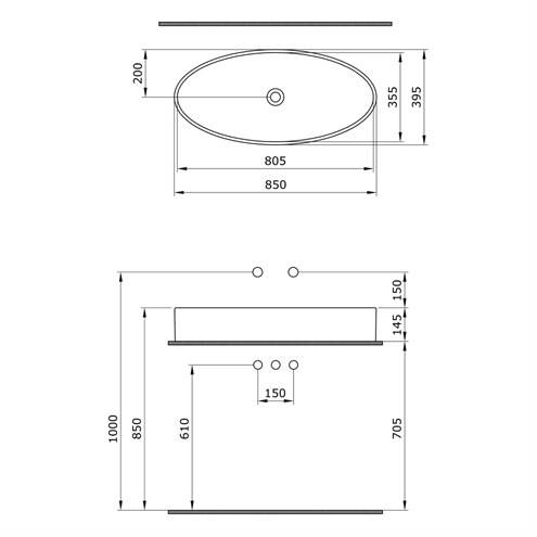 Bocchi Vessel Çanak Lavabo 85 cm Parlak Beyaz - 3