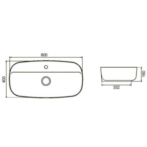 Cerastyle Aqua Tezgah Üstü Lavabo 80x40 cm - 2