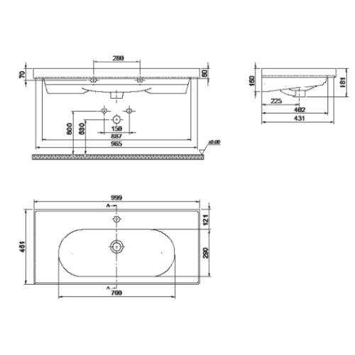 Cerastyle Arya Etajerli Lavabo 100x45 cm - 3