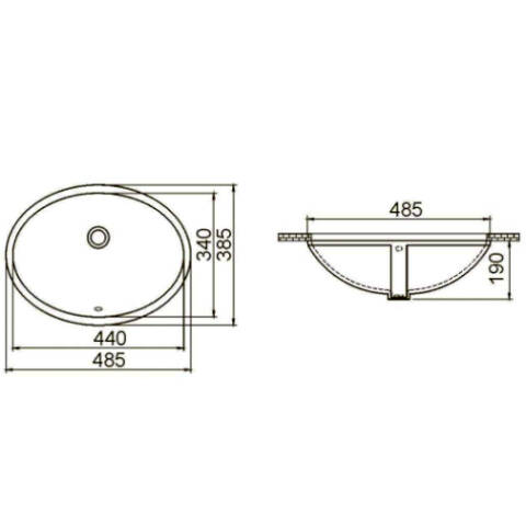 Cerastyle City Tezgah Altı Lavabo 44x34 cm - 2