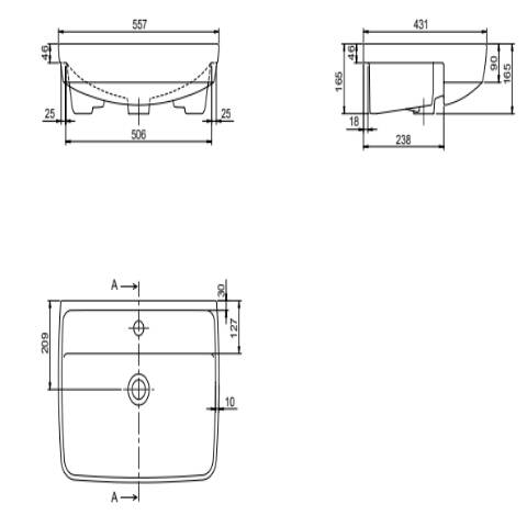 Cerastyle Duru Tezgah Üstü Lavabo 50x40 cm - 2