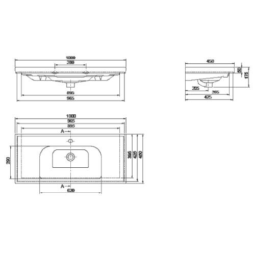 Cerastyle Frame Etajerli Lavabo 100x45 cm - 2