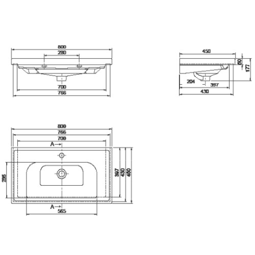 Cerastyle Frame Etajerli Lavabo 80x45 cm - 2