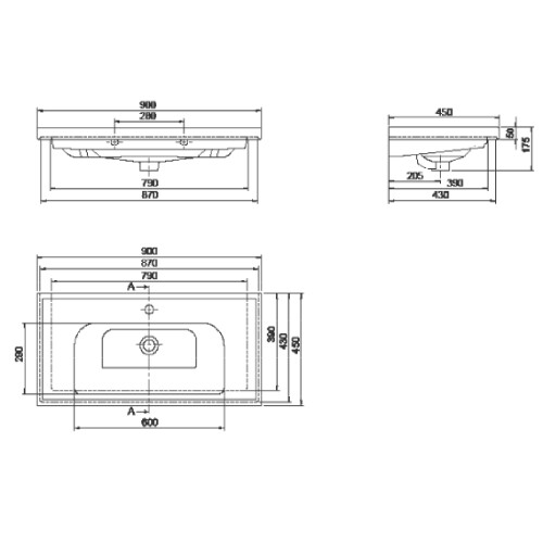 Cerastyle Frame Etajerli Lavabo 90x45 cm - 2