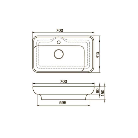 Cerastyle Lal Tezgah Üstü Lavabo 70x42 cm - 4