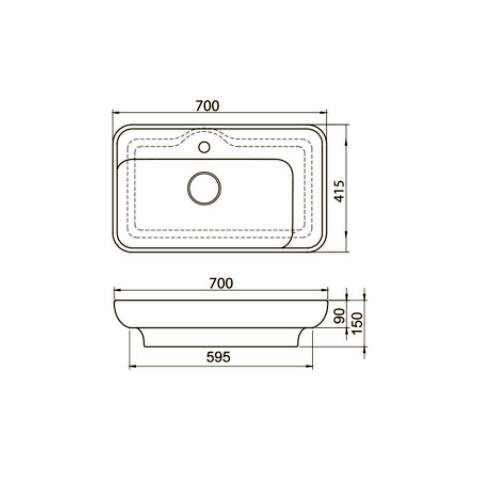 Cerastyle Lal Tezgah Üstü Lavabo 70x42 cm - 4