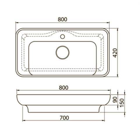 Cerastyle Lal Tezgah Üstü Lavabo 80x42 cm - 3