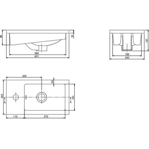 Cerastyle Mini L Lavabo 24x42 cm - 3