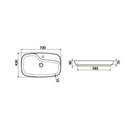 Cerastyle Nova Tezgah Üstü Lavabo 70x43 cm - 4