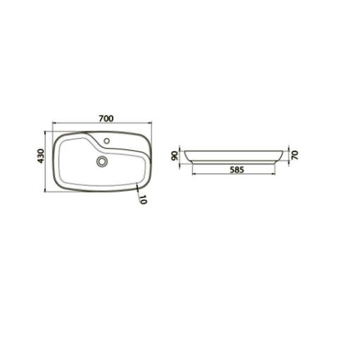 Cerastyle Nova Tezgah Üstü Lavabo 70x43 cm - 4