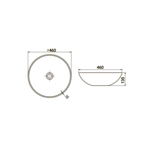 Cerastyle Zero Tezgah Üstü Yuvarlak Lavabo 46 cm - 3
