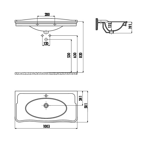 Creavit Antik Lavabo 50x100 cm - 3