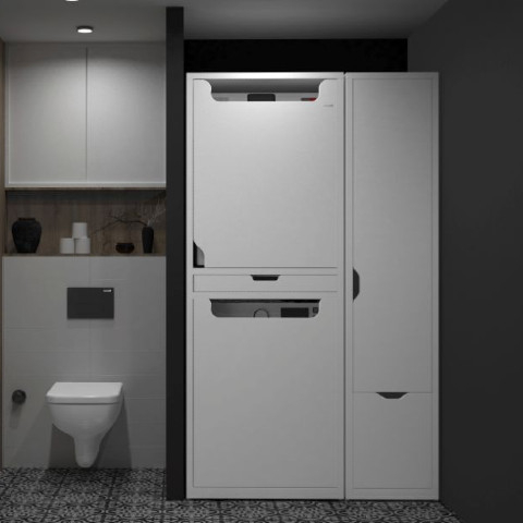 Creavit Çamaşır Makinesi ve Kurutma Makinesi ile Paspas Dolabı Beyaz - 3