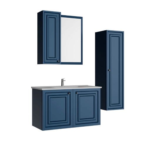 Creavit Kayra 100 cm Kapaklı Banyo Dolabı Mat Safir Mavi - 3