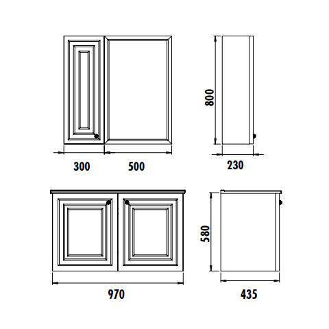 Creavit Kayra 100 cm Kapaklı Banyo Dolabı Mat Safir Mavi - 4