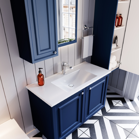 Creavit Kayra 100 cm Kapaklı Banyo Dolabı Mat Safir Mavi - 2