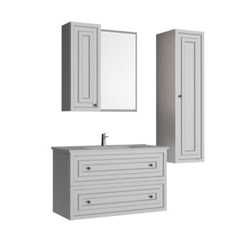 Creavit Kayra 100 cm Çekmeceli Banyo Dolabı Mat Beyaz - 1