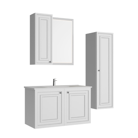 Creavit Kayra 100 cm Kapaklı Banyo Dolabı Mat Beyaz - Creavit