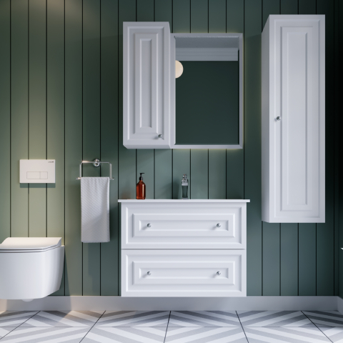 Creavit Kayra 80 cm Çekmeceli Banyo Dolabı Mat Beyaz - Creavit