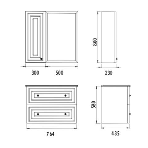 Creavit Kayra 80 cm Çekmeceli Banyo Dolabı Mat Beyaz - 3