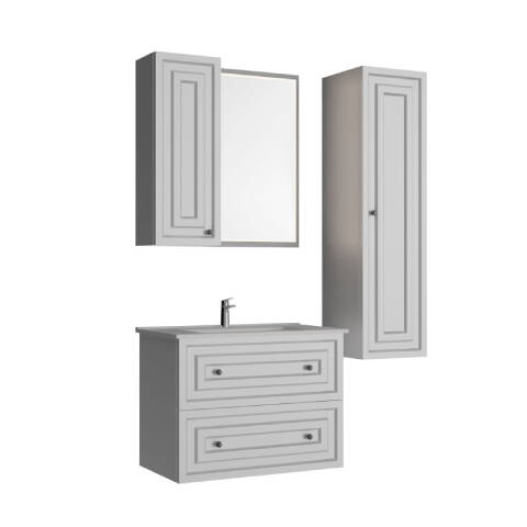 Creavit Kayra 80 cm Çekmeceli Banyo Dolabı Mat Beyaz - 2