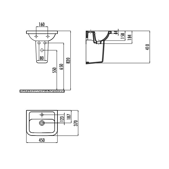 Creavit Key Yarım Ayak Lavabo 36x45 cm - 3