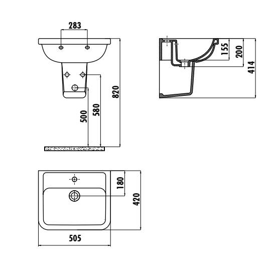 Creavit Key Yarım Ayak Lavabo 40x50 cm - 3