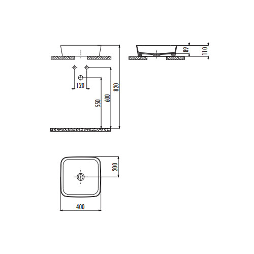 Creavit Loop Kare Çanak Lavabo Beyaz 40 cm - 2