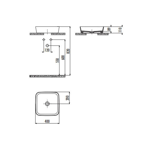 Creavit Loop Kare Çanak Lavabo Beyaz 40 cm - 2