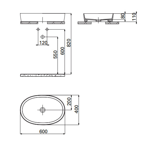 Creavit Loop Oval Çanak Lavabo Beyaz 60 cm - 3