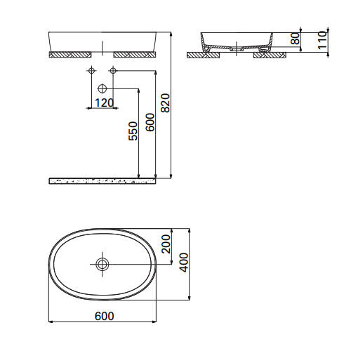 Creavit Loop Oval Çanak Lavabo Beyaz 60 cm - 3
