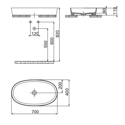 Creavit Loop Oval Çanak Lavabo Beyaz 70 cm - 3