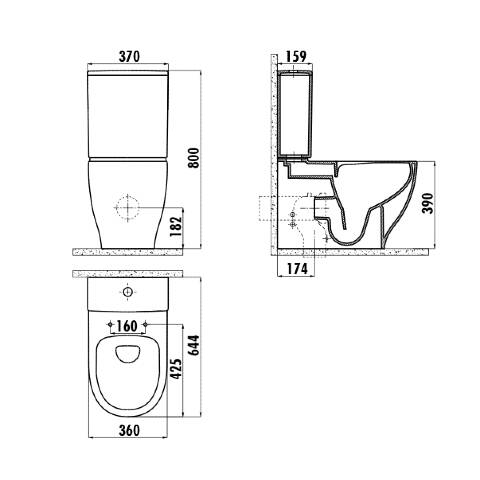 Creavit Mare Rim-Off Duvara Dayalı Rezervuarlı Klozet - 2