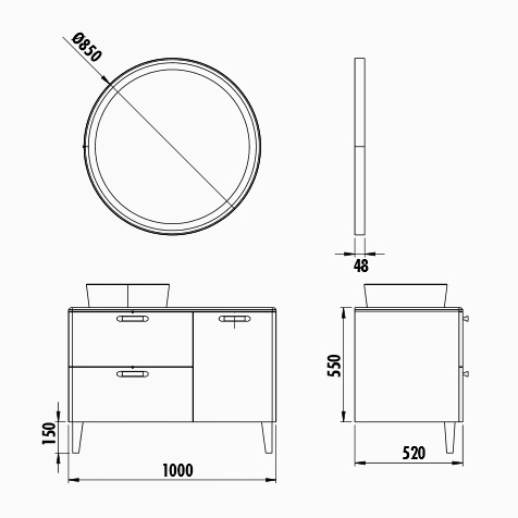 Creavit Patara 100 cm Banyo Dolabı Mat Yeşil - 2