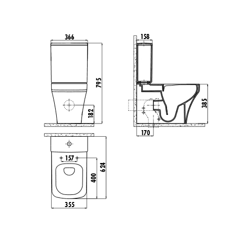Creavit Solo Rim-Off Duvara Dayalı Rezervuarlı Klozet - 2
