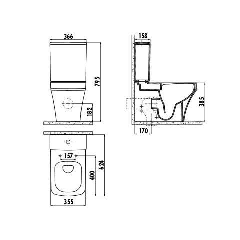 Creavit Solo Rim-Off Duvara Dayalı Rezervuarlı Klozet - 2