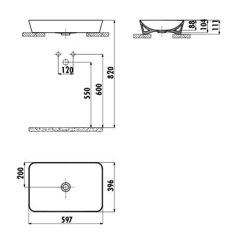Creavit Ultra Lavabo Mat Basalt 60 cm - 2