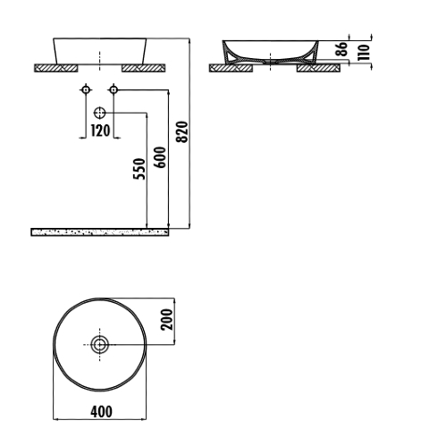 Creavit Ultra Yuvarlak Lavabo Beyaz 40 cm - 2