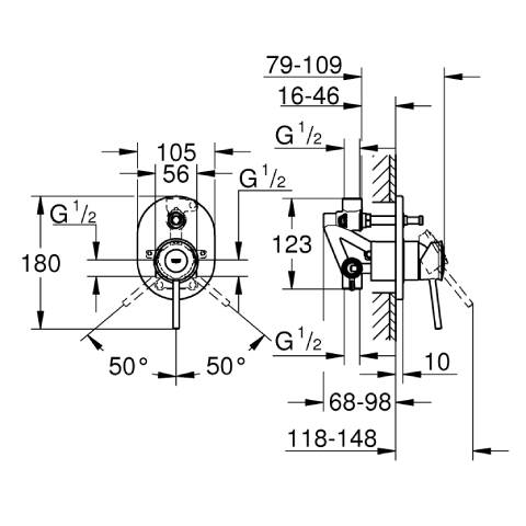 GROHE BauClassic Ankastre Banyo/Duş Bataryası - 2