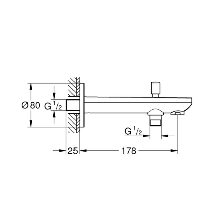 GROHE Baucontemporary Banyo/Duş Yön Değiştiricili Çıkış Ucu - 4