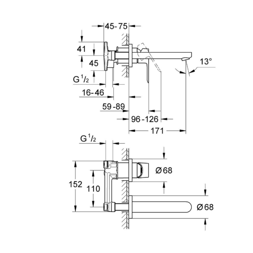 GROHE BauEdge İki Delikli Lavabo Bataryası - 2