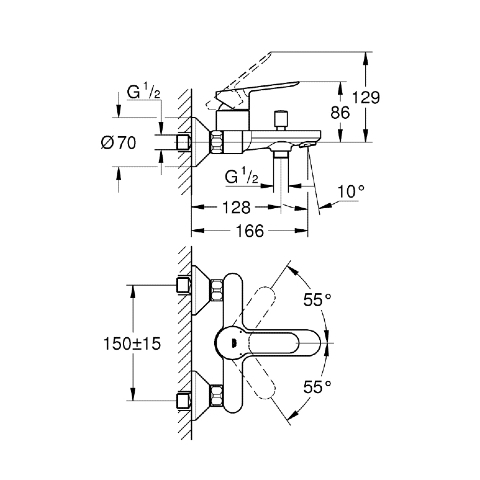 GROHE BauEdge Tek Kumandalı Banyo Bataryası - 2