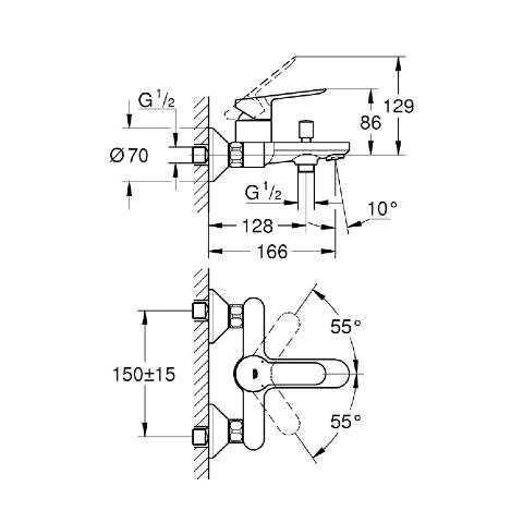 GROHE BauEdge Tek Kumandalı Banyo Bataryası - 2
