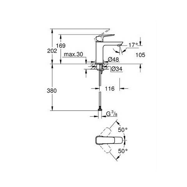 GROHE Cubeo Tek Kumandalı Lavabo Bataryası M Boyut Mat Siyah - 4