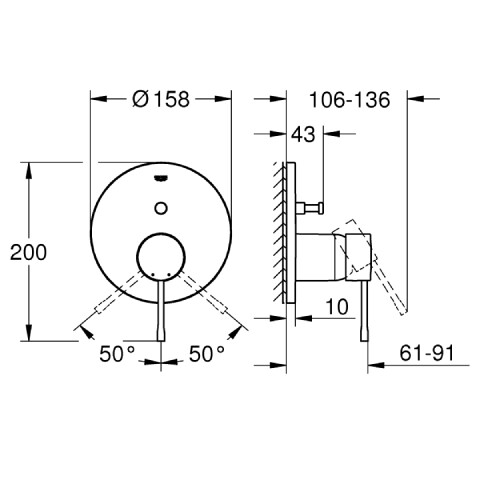 GROHE Essence Ankastre Banyo/Duş Bataryası Bakır - 3